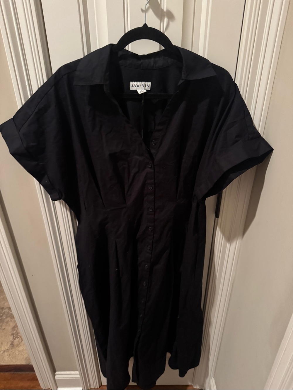 Ava & Viv Black Button-Front Shirt Dress